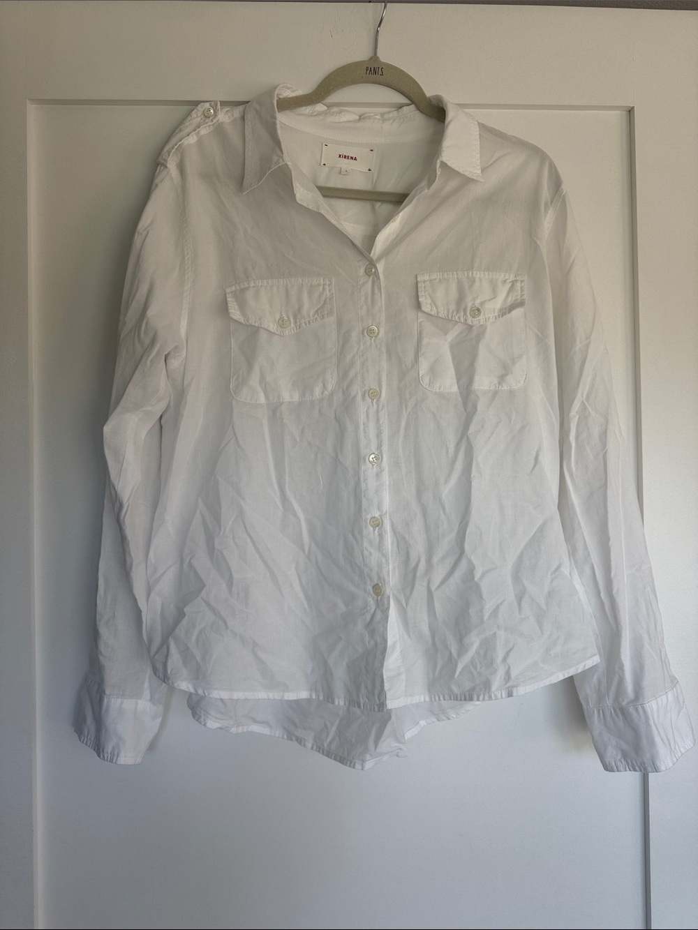 XiRENA White Long-Sleeve Button-Down Shirt